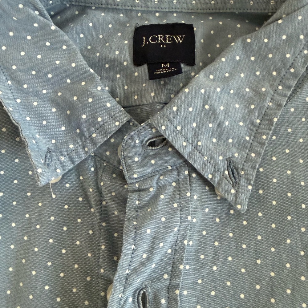 J. Crew Men's Light Blue Polka Dot Button-Down Shirt